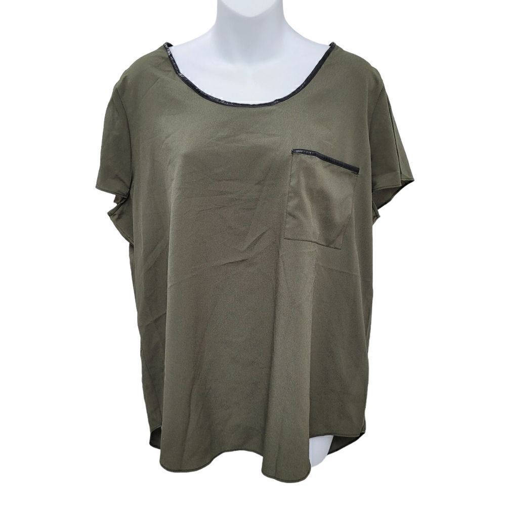 2/$20 Joe Fresh Navy Green Top Blouse Size: XL